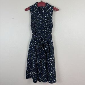 Ann Taylor Navy Polka Dot Midi Dress